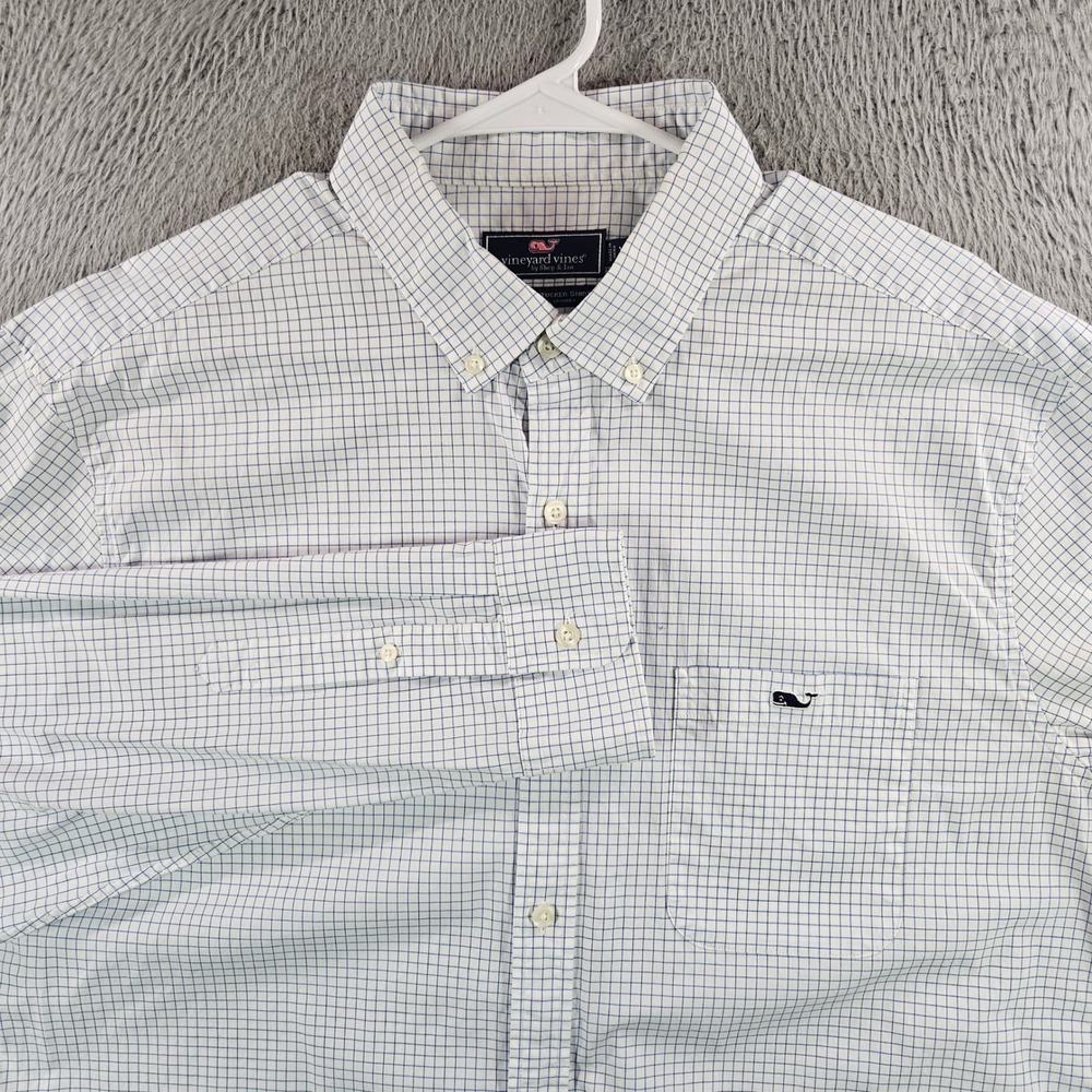 Vineyard Vines Classic Fit Tucker Shirt Mens XL Blue White Grid Button Down